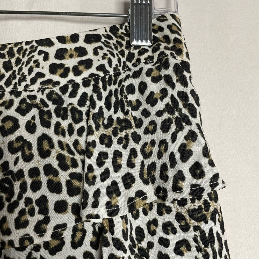 Zara Ruffle Leopard Print Mini Skort Skirt Boho Animal Cheetah Print - Picture 4 of 14